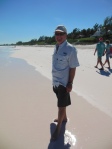 Randy on the pink sand beach of Harbour Island