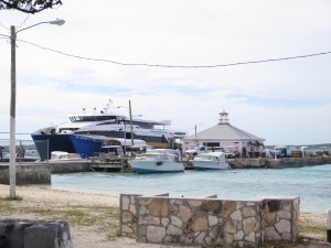 The ferry docked at Harbour Island